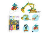 Kit Educativ STEM 4 in 1, Mecanisme Hidraulice, Excavator si Brat Robotic, Jucarie Stiintifica de Constructie DIY, 8 ani+