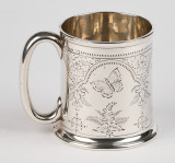 Halba,cana din argint 925,Londra an 1878,gravata manual-270 ml- argint.ro