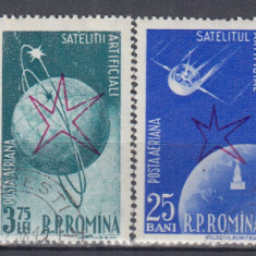 1958 LP 459 a SATELITI ARTIFICIALI TRIPTIC CU VINIETA SUPRATIPAR BRUXELLES STAMP