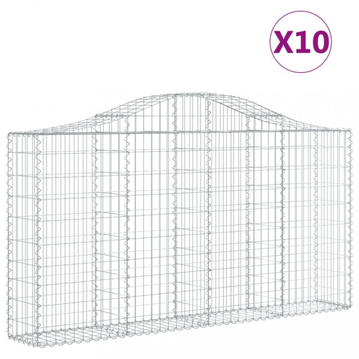 Cosuri gabion arcuite 10 buc, 200x30x100/120 cm fier galvanizat