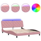 Cumpara ieftin Cadru de pat cu LED fara saltea, roz, 160x200 cm, catifea