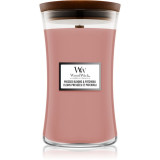 Woodwick Pressed Blooms &amp; Patchouli lum&acirc;nare parfumată cu fitil din lemn 609,5 g