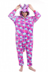 PJM147-10 Pijama pufoasa intreaga cu model unicorn multicolor foto