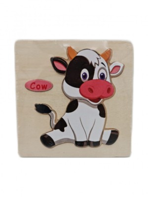 Puzzle din lemn 15x15 cm - Vacuta, 7Toys foto