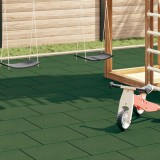 Placi protectie cadere vidaXL, 6 buc, 50x50x3 cm, cauciuc, verde, antiderapante, protectie impact, pentru exterior, curte, joaca copii