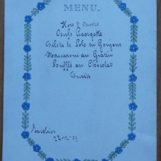 Meniu Restaurant Excelsior Bucuresti , 24 Decembrie 1909
