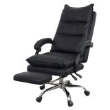 Scaun directorial AB041, piele ecologica, robust, cadru cromat, spatar rabatabil, suport picioare,120 kg, negru