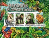 S. TOME E PRINCIPE 2015 - Fauna, Macaci din paduri tropicale /colita noua CTO