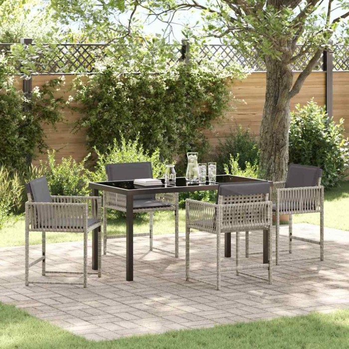 vidaXL Set de masă pentru grădină 5 pcs Gri deschis poliratan 3380762