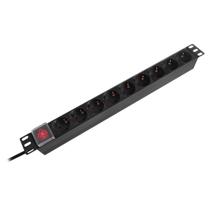 Prelungitor PDU rack Emtex, 3500 W, 250 V, 2 m, 9 prize, 16 A, Negru