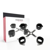 DARKNESS - LEATHER HANDCUFFS FOR FOOT AND HANDS BLACK, DARKNESS BONDAGE
