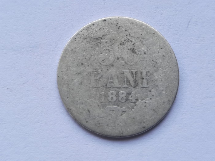 50 BANI 1884 ARGINT ( f rar) (modest)