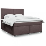 VidaXL Pat continental cu saltea maro &icirc;nchis 180x200cm material textil 3292863