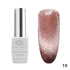 Oja semipermanenta, Snow White, 3D Cat Eye, Global Fashion 8ml, 19(FARA TPO)