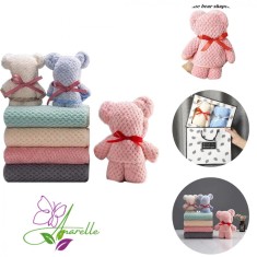 Set prosoape ursuleț, coral fleece, cadou copii, Manolex&reg;