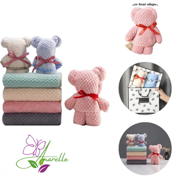 Set prosoape ursuleț, coral fleece, cadou copii, Manolex&reg;