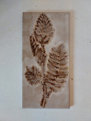 Placa ceramica faianta decorata cu imprimeu de floare / planta, 10x20cm foto