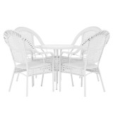 Cumpara ieftin Set mobilier de gradina rattan artificial alb Koven 80x72 cm, 66x69x100 cm