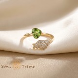 Cumpara ieftin Inel Aripa Smaraldului , Inel placat cu aur 14K cu zirconia albe si cristal verde