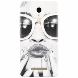 Husa silicon pentru Xiaomi Remdi Note 3, Black And White Portrait Blonde Model In Fashion Sunglasses