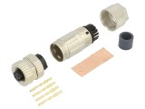 Conector M12 mufă mamă drept aurit crimpat pe cablu AMPHENOL LTW