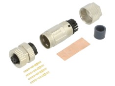 Conector M12 mufă mamă drept aurit crimpat pe cablu AMPHENOL LTW