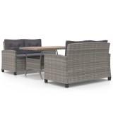 Cumpara ieftin Set mobilier gradina, 3 piese, poliratan si lemn masiv acacia