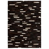 Cumpara ieftin Covor piele naturală, petice, negru/alb, dungi, 160x230 cm