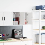 VidaXL Dulapuri de perete de garaj 2 buc Lemn artificial alb