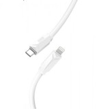 Cablu transfer date si incarcare XO NB-Q236A tip Lightning - USB-C PD27W 1m Brodat, Alb