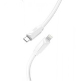 Cablu transfer date si incarcare XO NB-Q236A tip Lightning - USB-C PD27W 1m Brodat, Alb