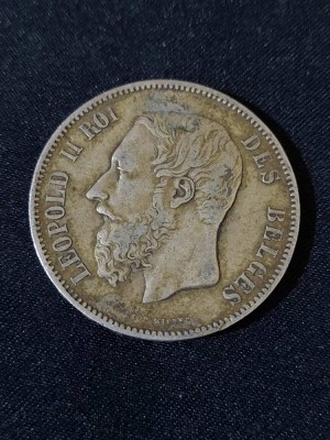Belgia 1869 - 5 franci - monedă de argint #5 foto