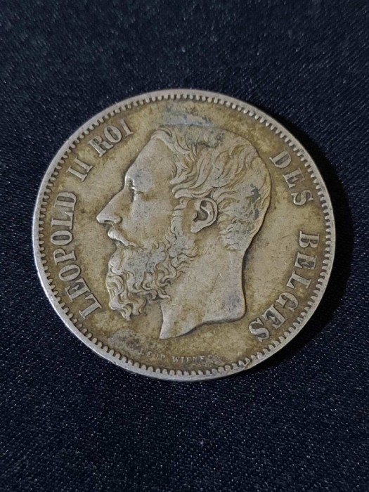 Belgia 1869 - 5 franci - monedă de argint #5