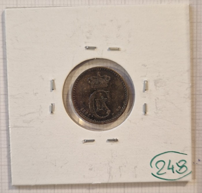 248 Denmark, Danemarca, 1 Ore 1891, KM#792.1, Christian IX, excelenta
