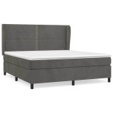 Cumpara ieftin Pat box spring cu saltea, gri inchis, 180x200 cm, catifea