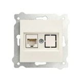 Priza internet incastrata Cat 6, culoare alb, dimensiuni 7.5x7.5 cm