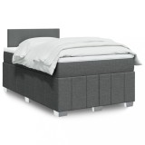 VidaXL Pat box spring cu saltea, gri &icirc;nchis, 120x200 cm, textil 3287029