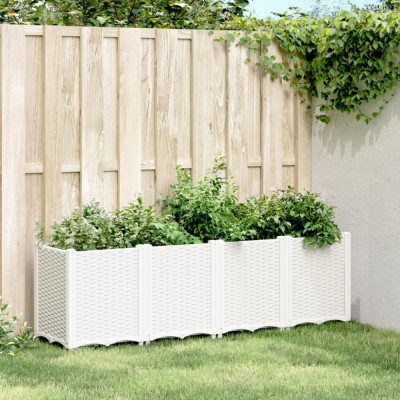 vidaXL Jardinieră de grădină, alb, 160x40x53 cm, PP foto