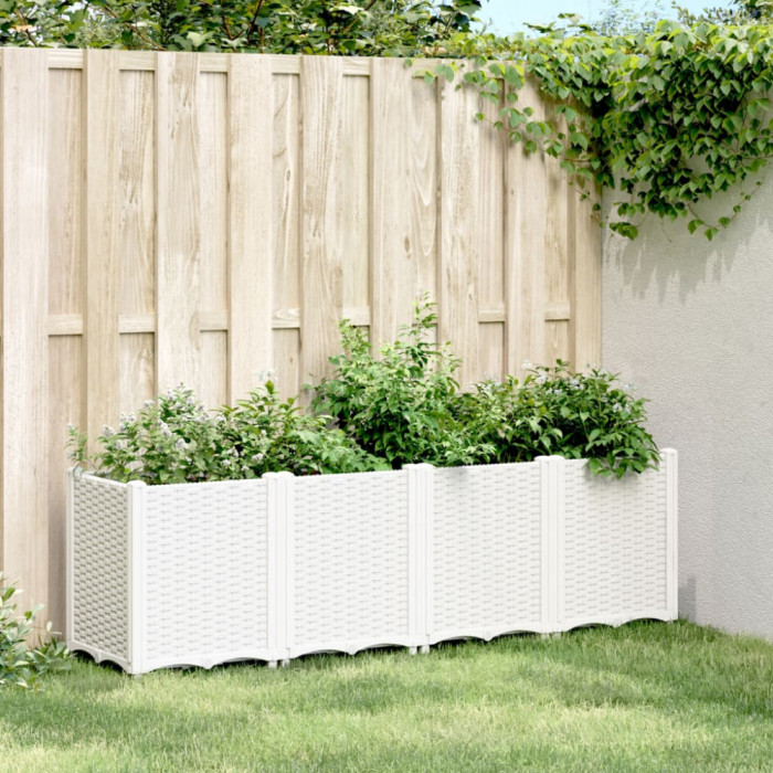 vidaXL Jardinieră de grădină, alb, 160x40x53 cm, PP