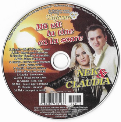 CD Nek &amp;amp; Claudia &amp;lrm;&amp;ndash; Mă Uit La Tine Ca La Soare, original foto