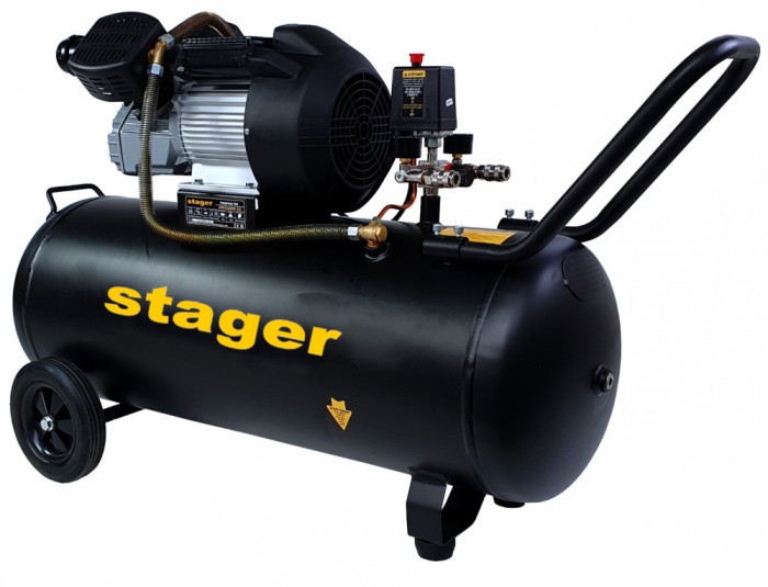 Compresor aer Stager HM3100V-10, 100L, 10bar, 356L min, monofazat, angrenare directa
