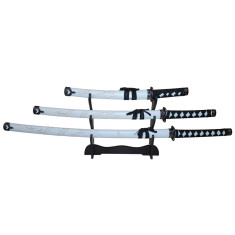 Set sabii katane decorative IdeallStore®, panoplie, Ninja Warrior, alb, metal, 83 cm, teaca inclusa