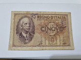 Bancnota italia 5 L 1940-44