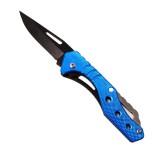 Briceag cu 3 Gauri din Otel Inoxidabil, Deschidere Manuala, 15 cm, albastru