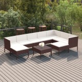 vidaXL Set mobilier de grădină cu perne, 10 piese, maro, poliratan 3094435