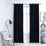 VidaXL Draperii opace cu inele, 2 buc., negru, 140 x 225 cm, catifea