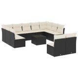 Cumpara ieftin Set canapele de gradina, 12 piese, cu perne, negru, poliratan