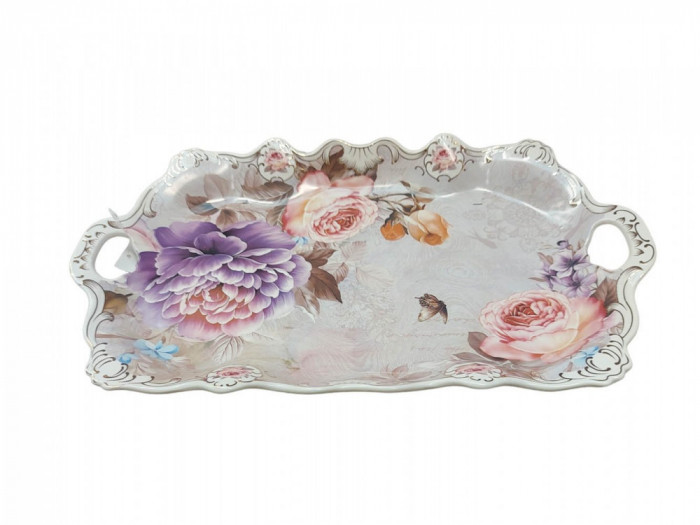 Fructiera platou cu flori, Roz, 42 cm, MK109