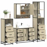vidaXL Set de mobilier de baie din 4 piese din lemn de stejar Sonoma 3301291