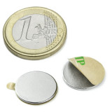 Magnet neodim disc cu autoadeziv &Oslash;15&amp;#215;1 mm, putere 820 g, N35